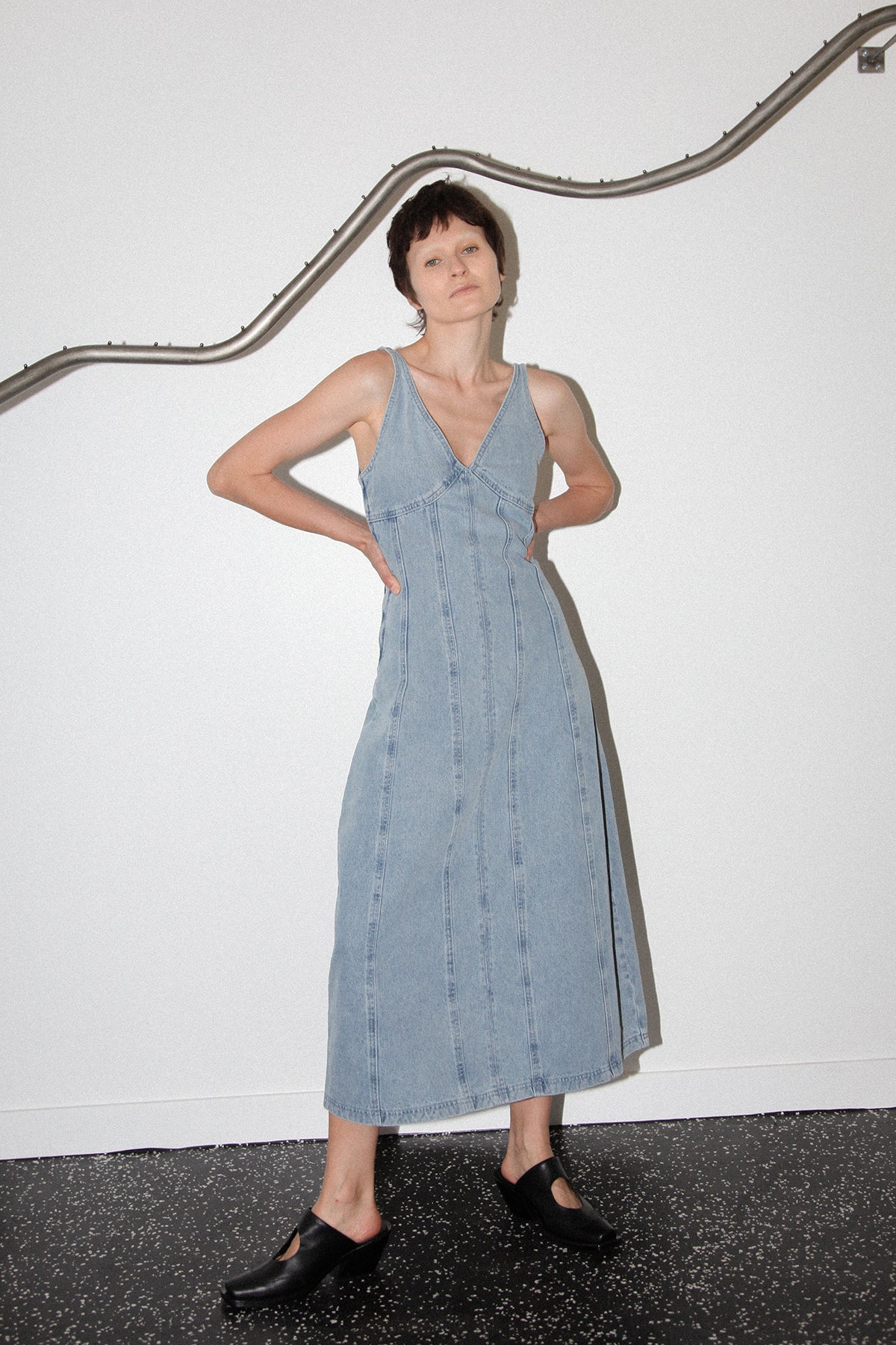 Studio 109 Paneled Denim Midi Dress