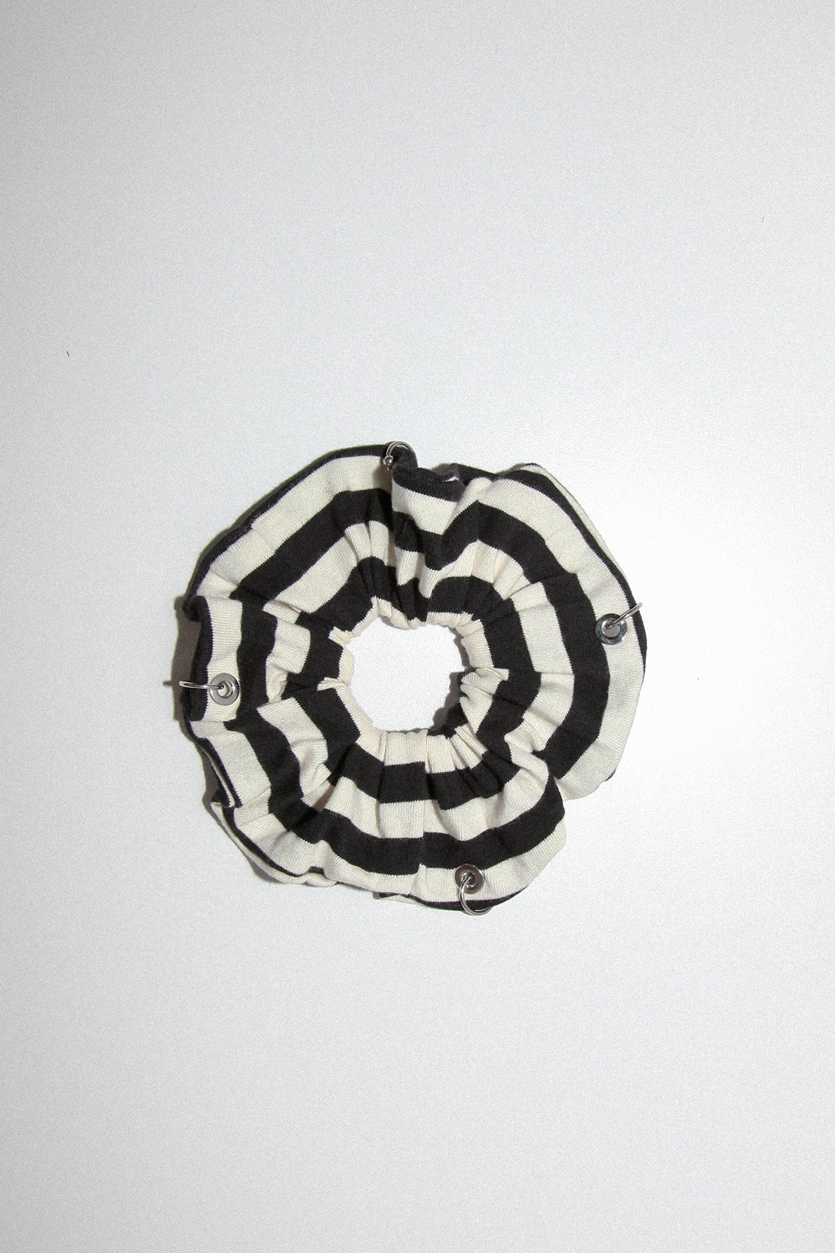 Pierced Scrunchie in Black & White Jersey