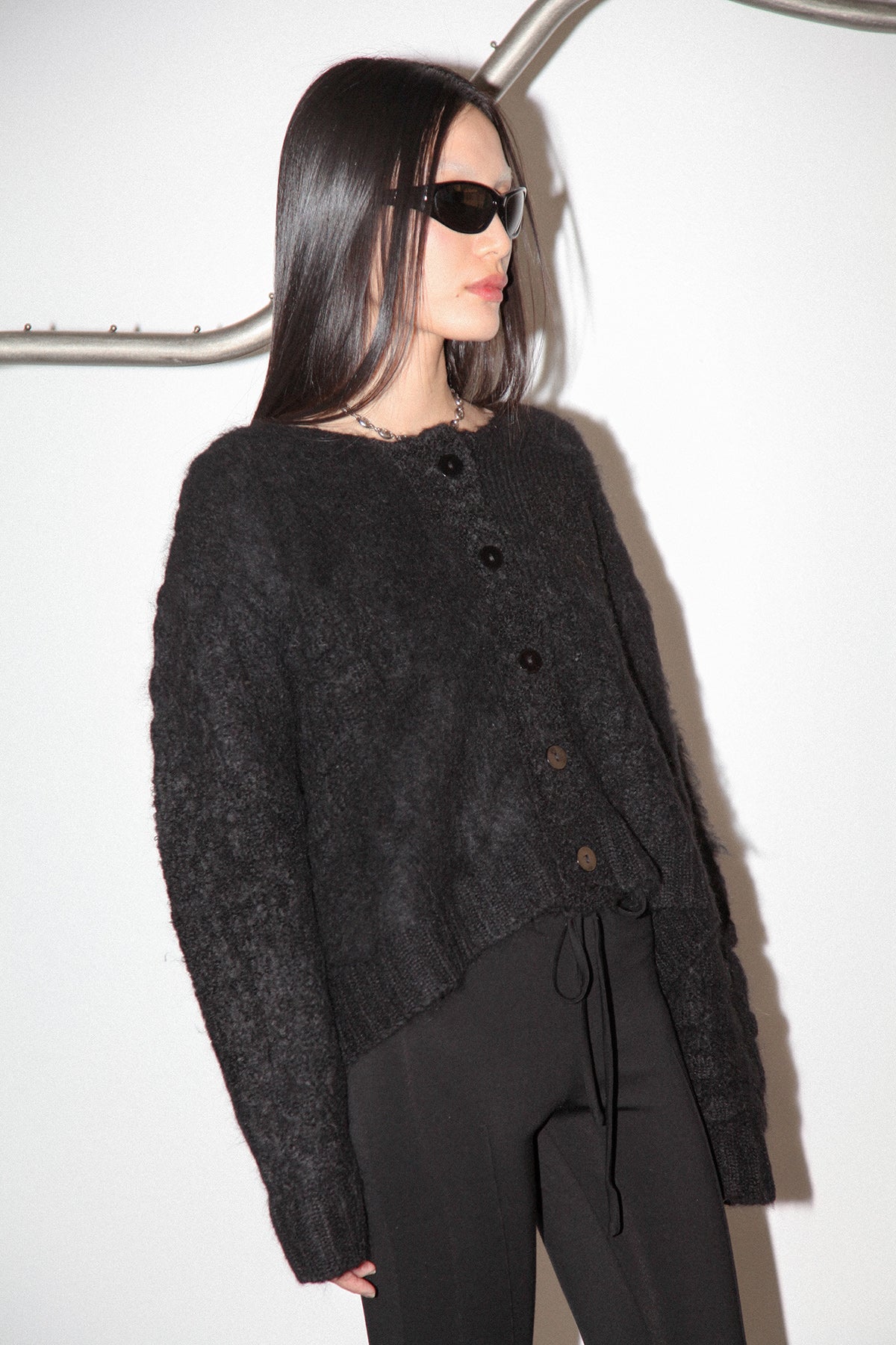 Mixed Knit Sweater Black