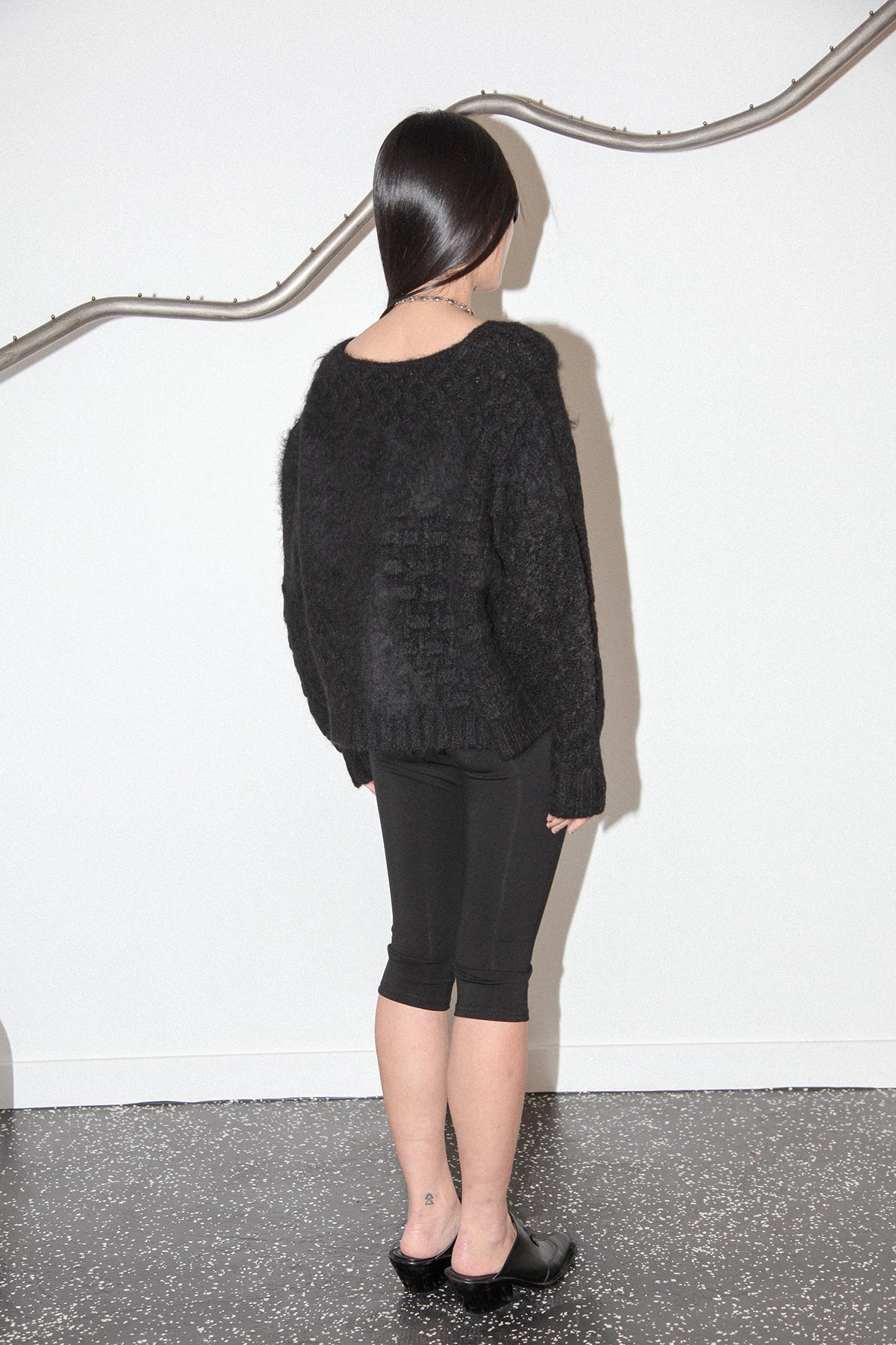 Mixed Knit Sweater Black