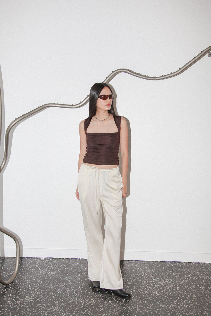 Studio 413 Satin Lounge Pant in Cream