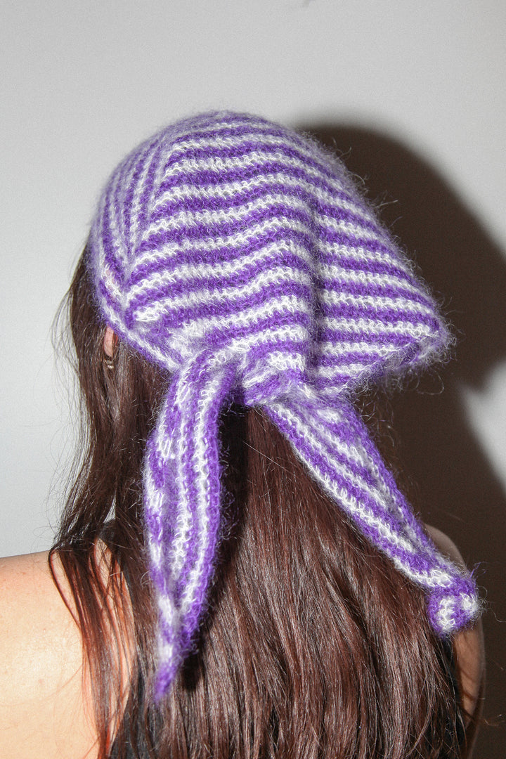 Funny Sad Stuff Crochet Kerchief in Striped Eggplant