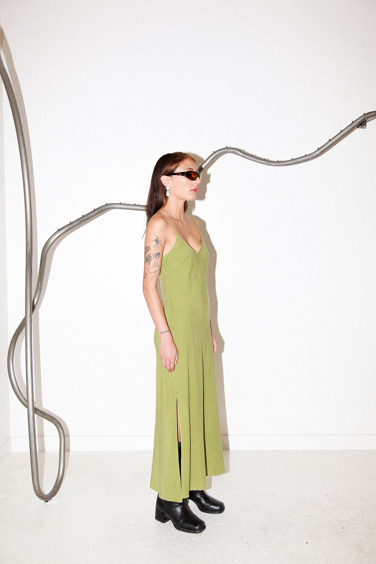 Roseum Slip Dress in Moss