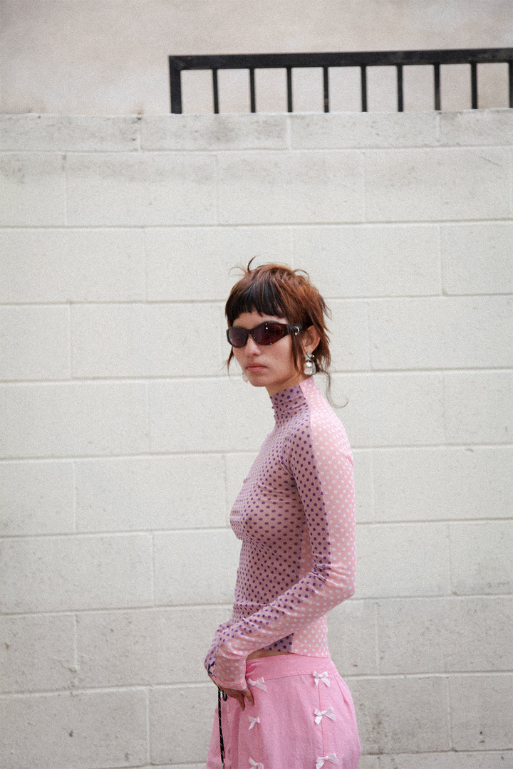 Split Turtleneck in Grape & Sherbet